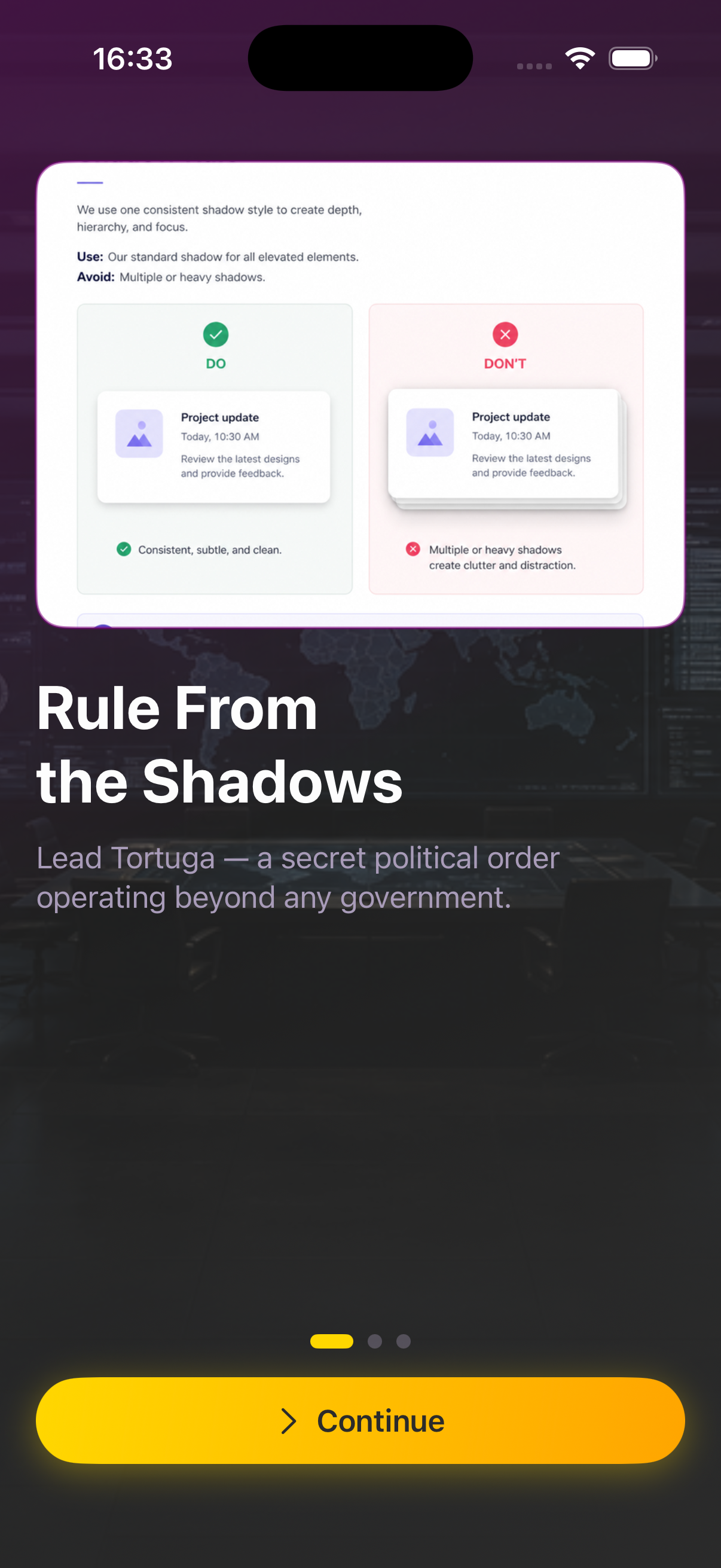 Onboarding — Rule From the Shadows